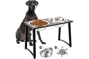 ADENGL Elevated Dog Bowls for X-Large & Large Dogs, 16” Tall Raised Feeder Stand with 2×3000ML Stainless Steel Bowls and Slow Feeder, Heavy-Duty Dog Food & Water Bowl Set