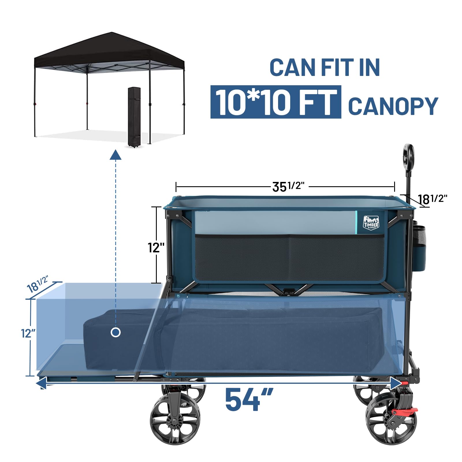 TIMBER RIDGE 400L Large Capacity Folding Double Decker Wagon with Brakes, 54