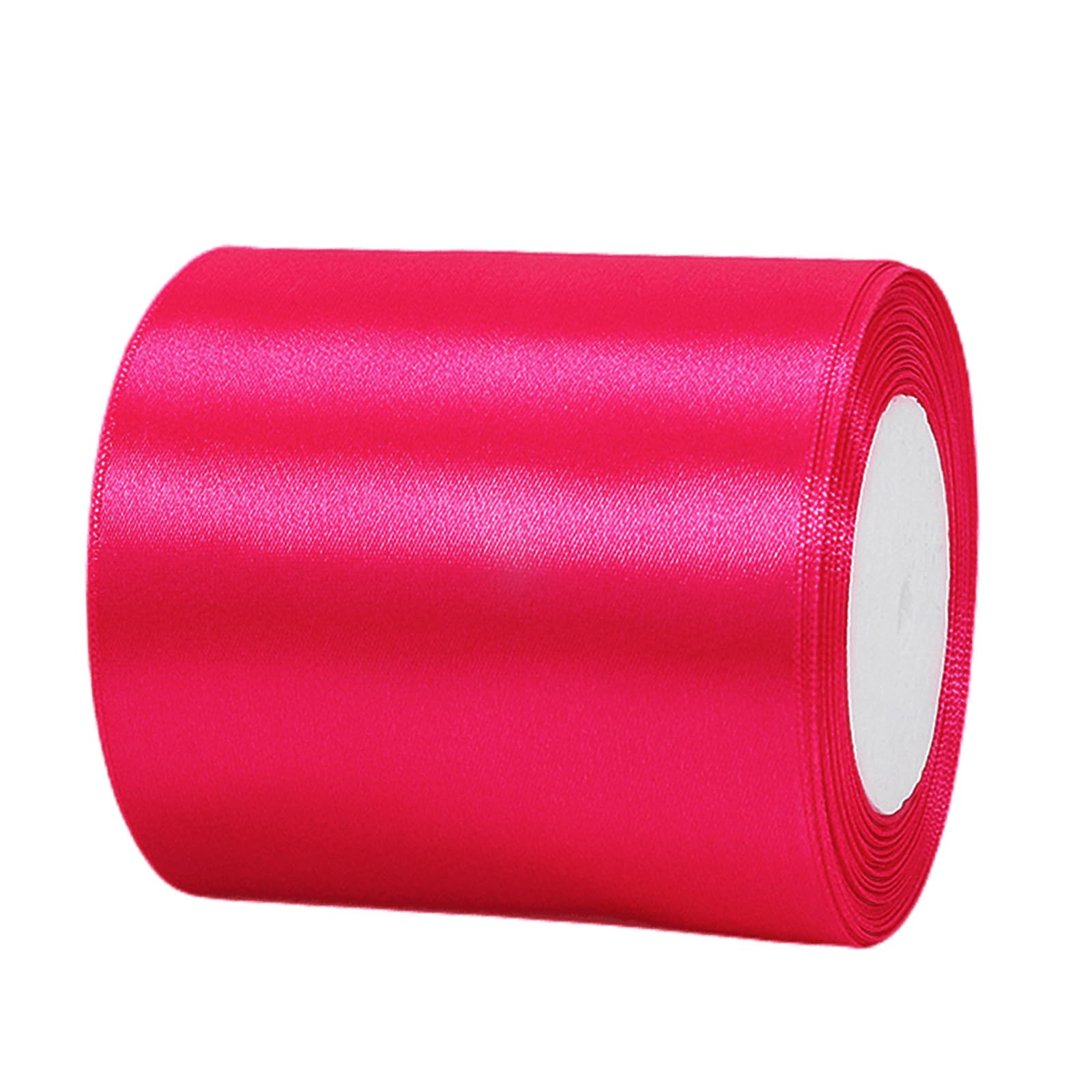 100mm Wide Thick Hot Pink Ribbon for Gift Wrapping,22m 4Inch Large Fabric Satin Ribbon Rose Bow for Gift Wrapping,Ribbons for Crafting,Hair,Bouquets,Wedding,Car,Presents,Cake,Christmas Decorations
