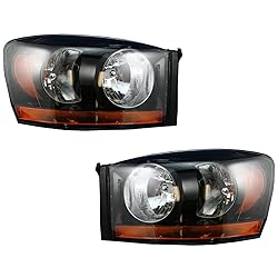 TRQ 2 Piece Headlight Assembly Set Black Bezel
