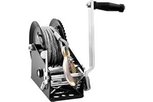 VEVOR Hand Winch, 3500 lbs Pulling Capacity, Boat Trailer Winch Heavy Duty Rope Crank with 33 ft Steel Wire Cable and Two-Way