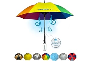 Breeze Life Rechargeable Mister Breeze, Sun Umbrella with Fan and Mister, Umbrella Mister with Built-in Fan, For Festivals, Beach and More, Blocks Harmful Sun Rays, Mist bottle included