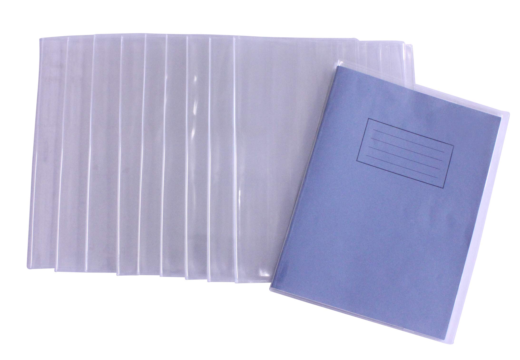 Bright Ideas Clear PVC Book Covers 9”x7”, 365mm x 239mm (Flat), 250 Micron, PK10 Covers. Thick and Extra Strong. Easy to Clean and Wipeable Made to Protect School Exercise Books. BI9001