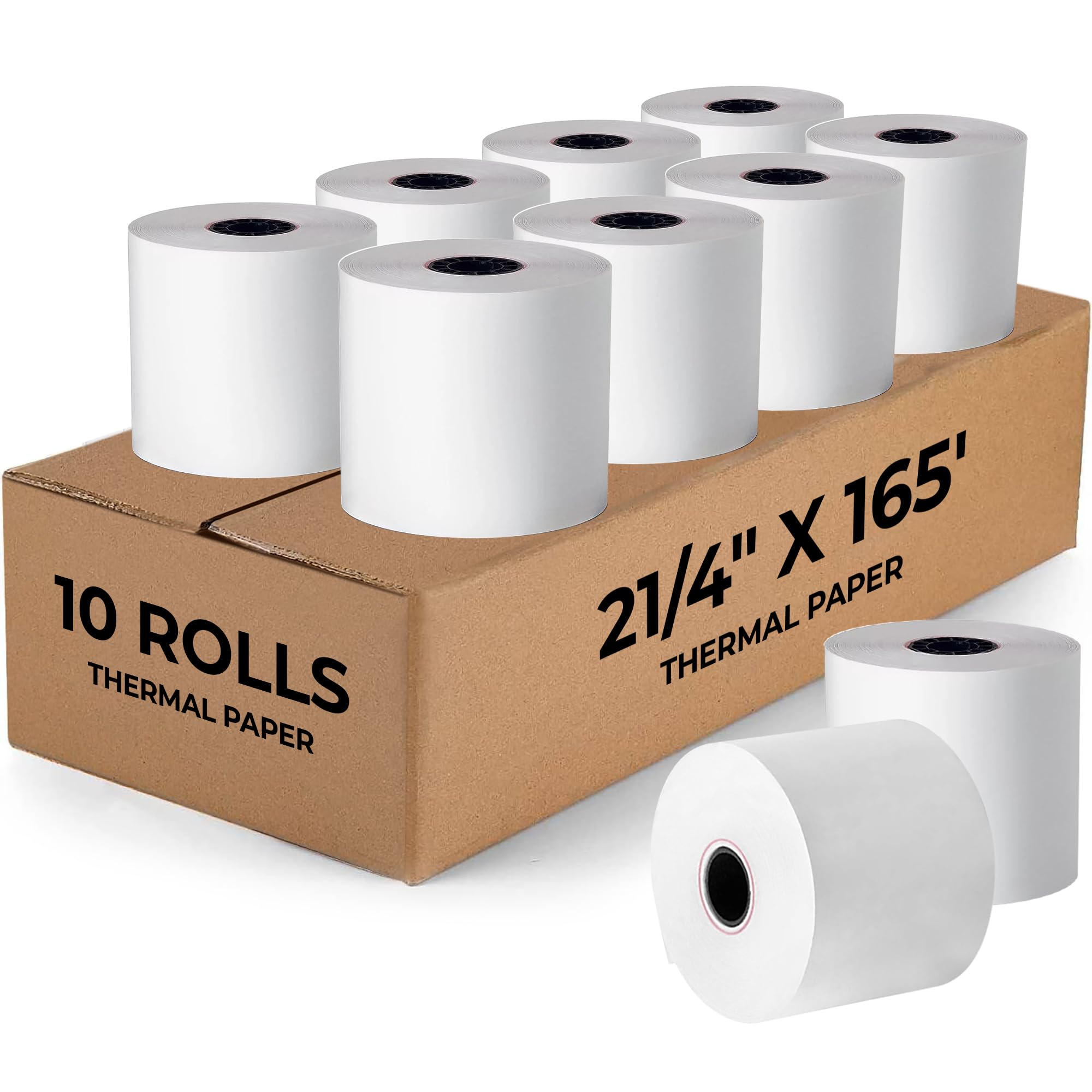 Photo 1 of 2 1/4 X 165 Thermal Paper Rolls 50-Pack for Square Pos & Credit Card Terminal Thermal Printer Paper, Thermal Receipt Paper, 2 1/4 Credit Card Paper Square Terminal, Sharp, Nurit, Citzen, Casio & More