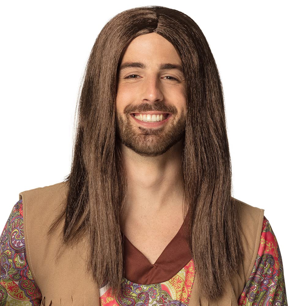 Boland 86369 Hippie John Wig, Long, Smooth Hair, Brown