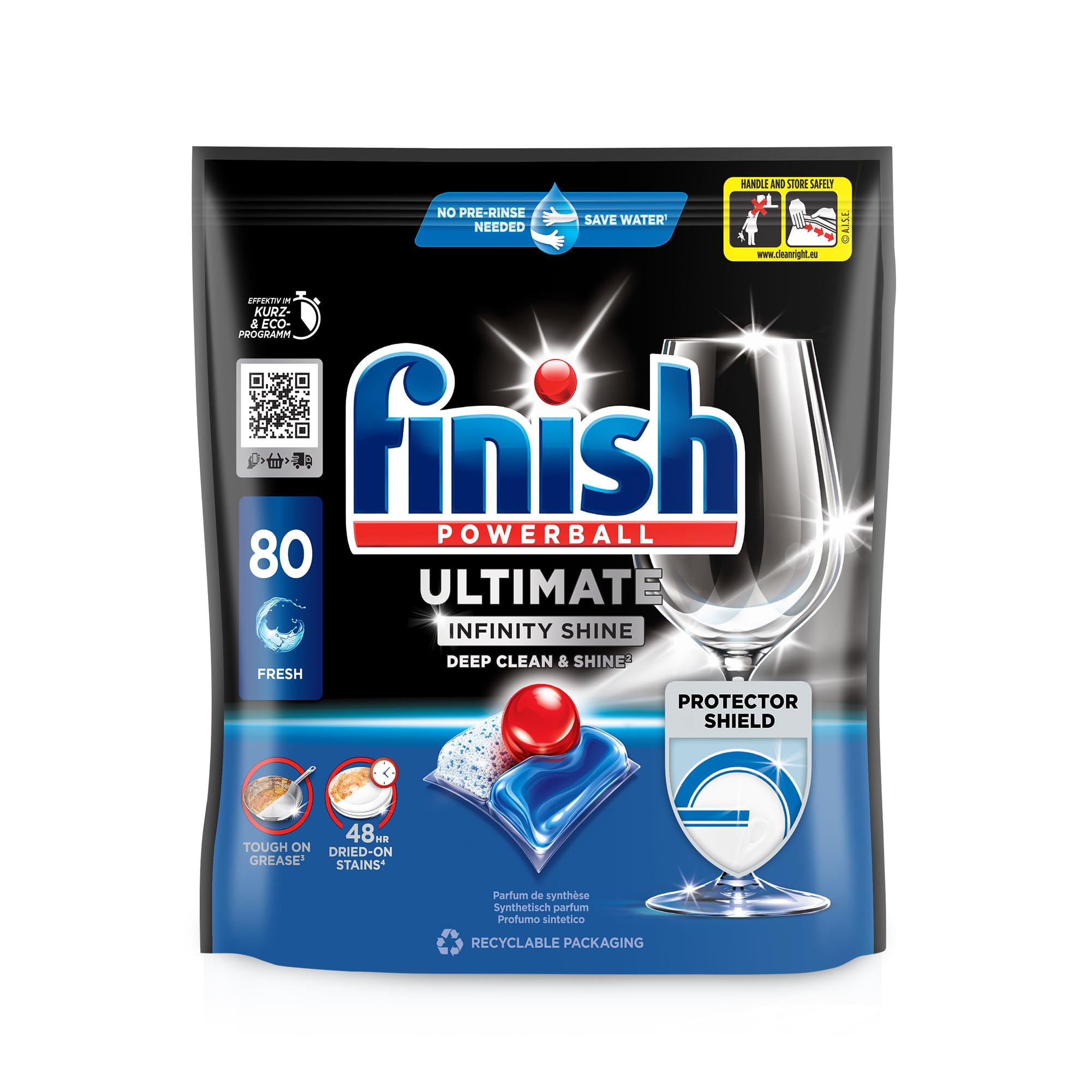 Finish Ultimate Infinity Shine Spülmaschinentabs – Geschirrspültabs für Tiefenreinigung, Fettlösekraft und Glanz mit Schutzschild – 80 Finish Caps 2