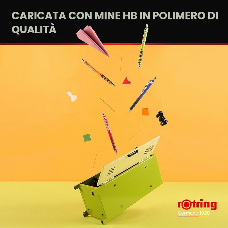 Tikky Matita meccanica | 0,7 mm HB | Fusto calendula (arancia) | Leggera con impugnatura in gomma | 12 pezzi