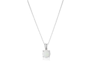 Amazon Essentials Sterling Silver Round Cut Birthstone Pendant Necklace 18" (previously Amazon Collection)