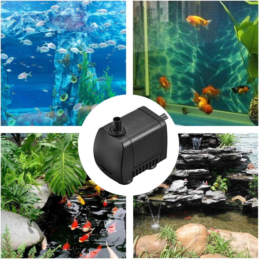 uxcell 105 GPH 400L/H, 7W, 110-120V Submersible Water Pump US Plug for Pond, Fish Tank Fountain Water Pump Hydroponics with 4.9ft 1.5M Power Cord: Home & Kitchen