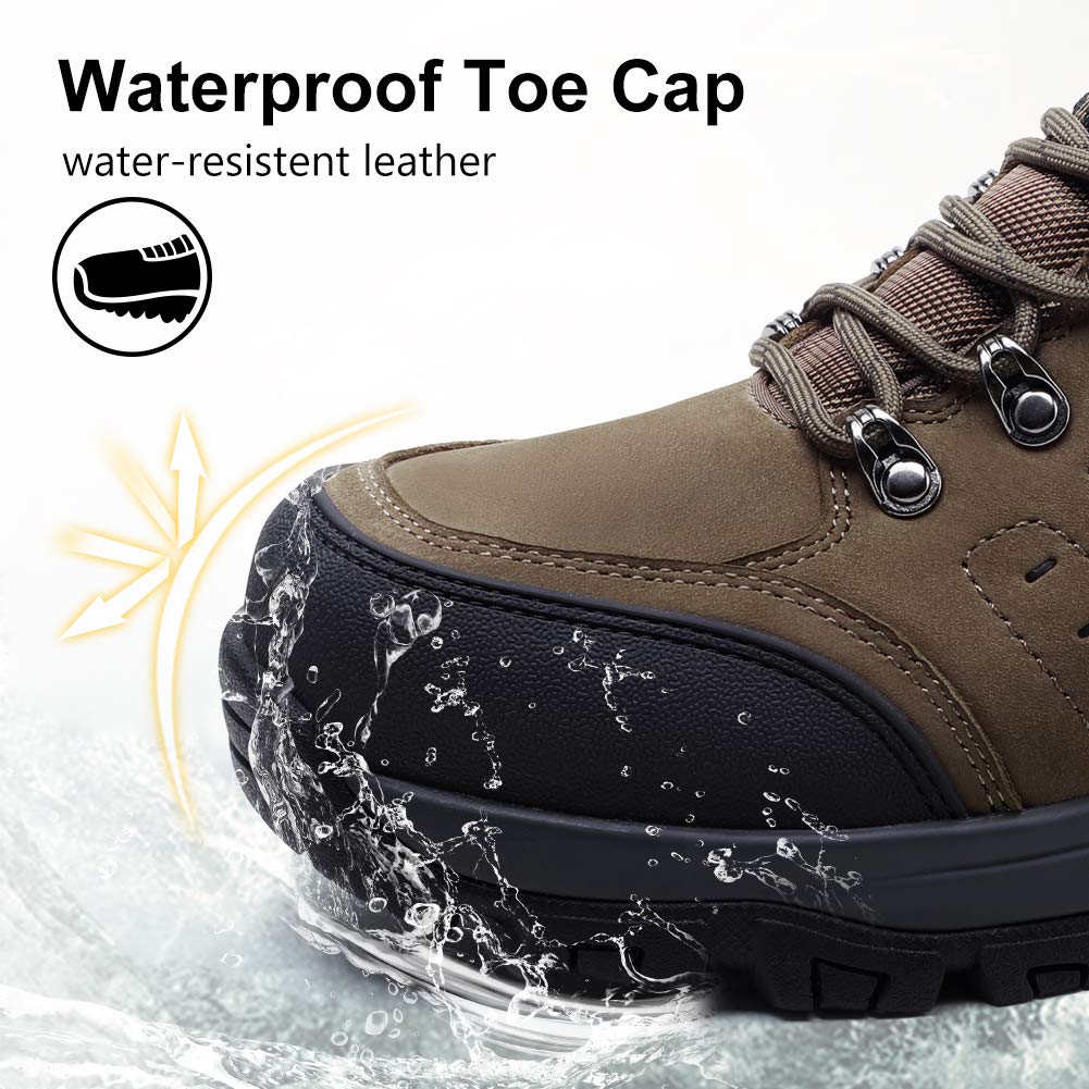 CAMEL CROWN Mens Hiking Shoes Low Cut Boots Leather Walking Shoes for Outdoor Trekking Training Casual Work