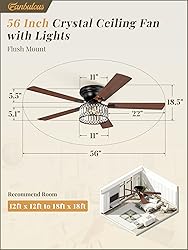 56 Inch Low Profile Chandelier Ceiling Fan with
