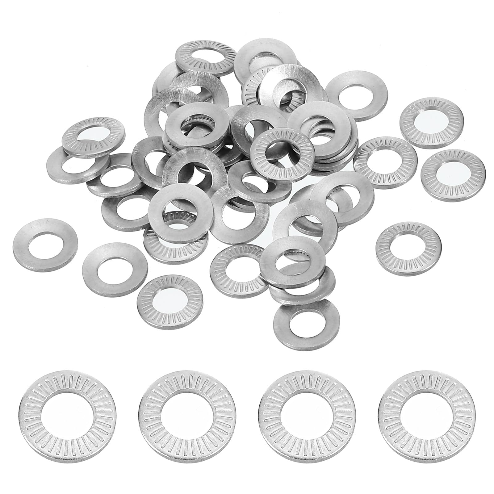 PATIKIL 304 Stainless Steel Flat Washers, 100 Pack M4x8mm Belleville Spring Disc Washer Conical Knurled Metric Gasket for Automotive Industrial Construction