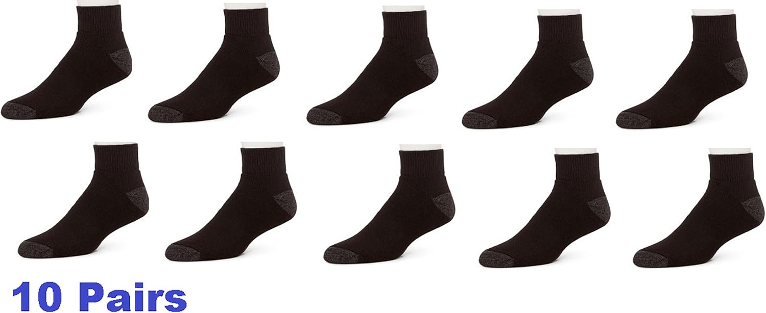 Burlington Comfort Power Quarter Socks 10 Pairs (Black) at Amazon Men