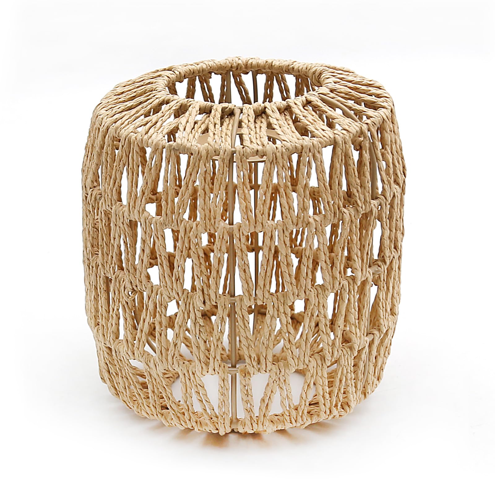 Hoypeyfiy Pendant Classic Paper Rattan Boho Handwoven Wicker Lampshade Basket Lamp Shade for Living Room Kitchen Bedroom Restaurant Dining Room