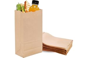 Duro 6# Kraft Paper Lunch Bags 500 Count - Bulk Disposable Paper Sacks, Dubl Life SOS Paper Bags, Snacks Bag, Treat Bags - 6.00 x3.62 x 11.06 Inches.