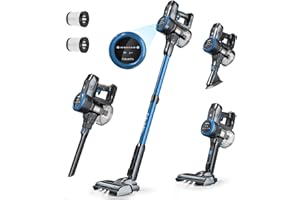 FABULETTA Cordless Vacuum Cleaner with Brushless Motor, 6 in 1 Lightweight Stick Vacuum with LED Display, 45 Min Max Runtime Detachable Battery for Home Pet Hair Carpet Hard Floor