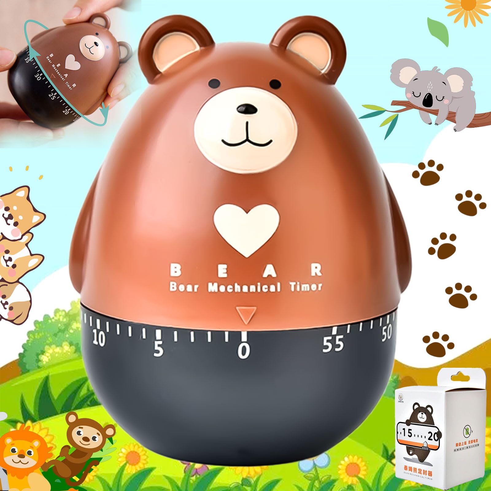 Exbrith 1 Piece Mechanical Kitchen Timer, Countdown Timer, Kitchen Timer, Timer for Cooking, Egg Boiling, Mask, Baking, Sports, Learning, Homework, Debate, Competition, 2TE6081