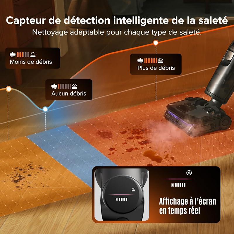 F25 Steam Set Nettoyeur Vapeur sans Fil, Aspirateur Laveur