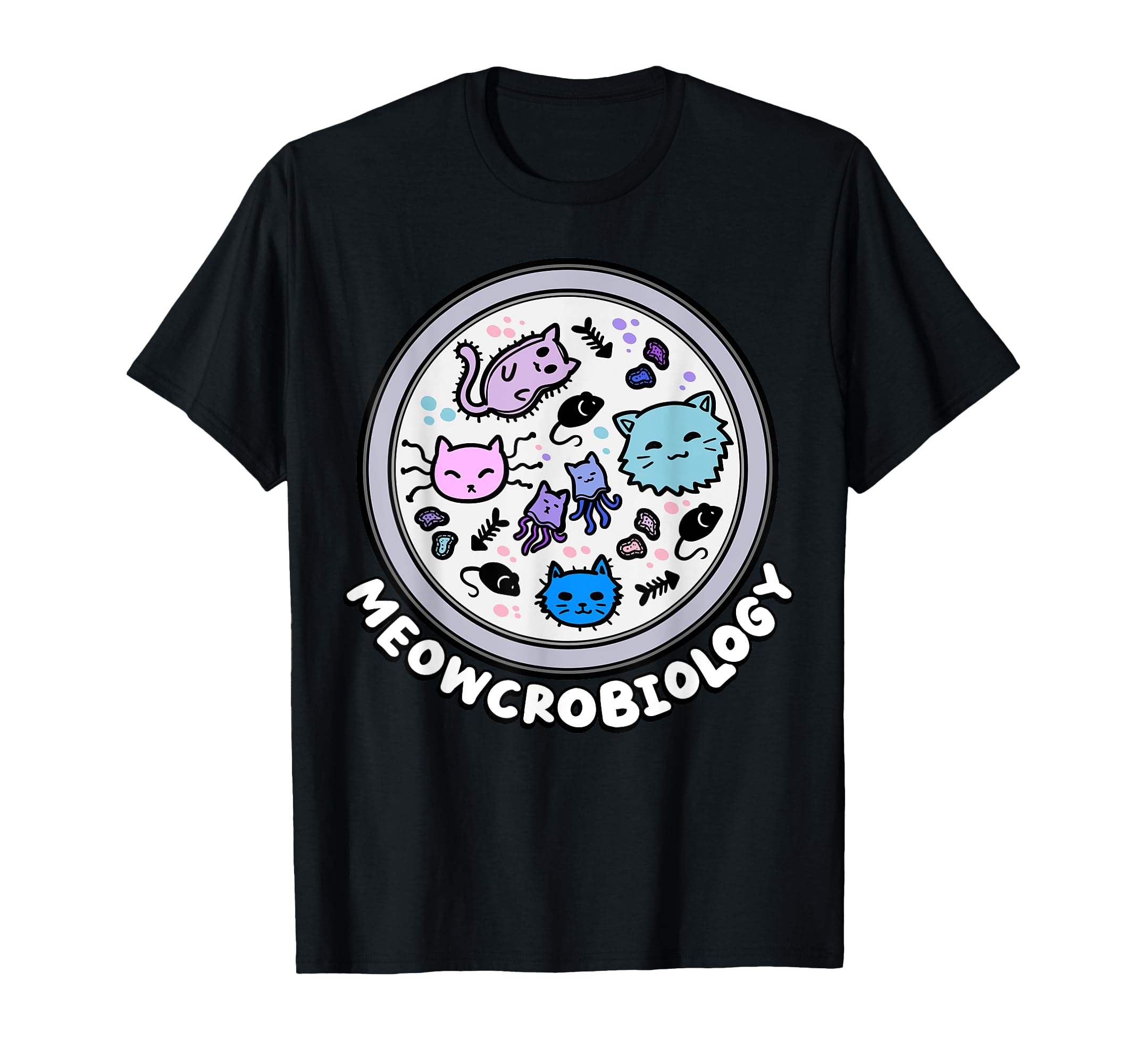 Photo 1 of *** YOUTH*** Meowcrobiology Microscopic Cats Science Pet School Biology T-Shirt, medium, green