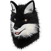 COSYEARS Animal Wolf Mask Cosplay Costume Accessories Furry Faux Fur Dog Fox Full Head Therian Masks Anime Dress up Party