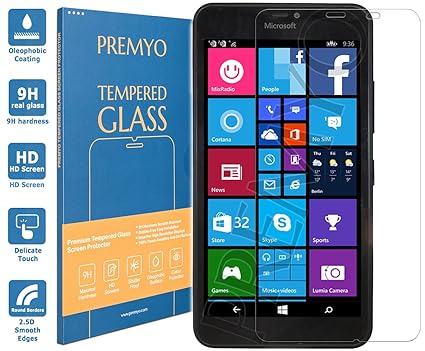 PREMYO Panzerglas für Microsoft Lumia 640 XL Schutzglas Display-Schutzfolie für Lumia 640 XL Blasenfrei HD-Klar 9H 2,5D Echt-
