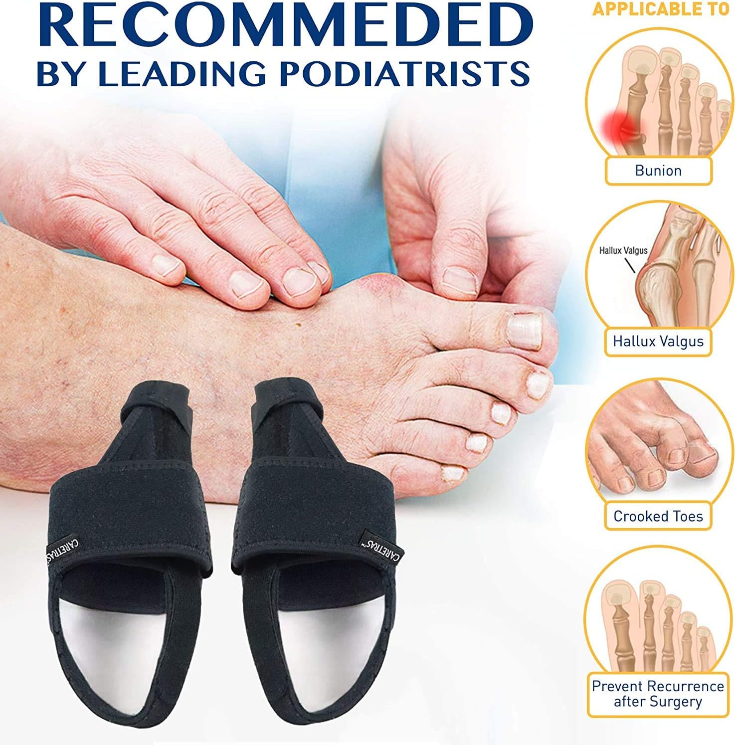 Caretras Bunion Corrector, Orthopedic Bunion Splint, Big Toe Separator Pain Relief, Non-Surgical Hallux Valgus Correction, Hammer Toe Straightener, Day Night Support: Health & Personal Care