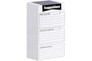 Pajean 400 Sheets Suggestion Cards Comment Complaint Cards for Suggestion Box with Lock Feedback Box Continuous Improvement for Customer Complaints(Black)