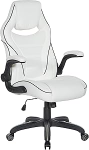 OSP Furniture Xeno Ergonomic Adjustable Gaming Chair, White with Black Accents