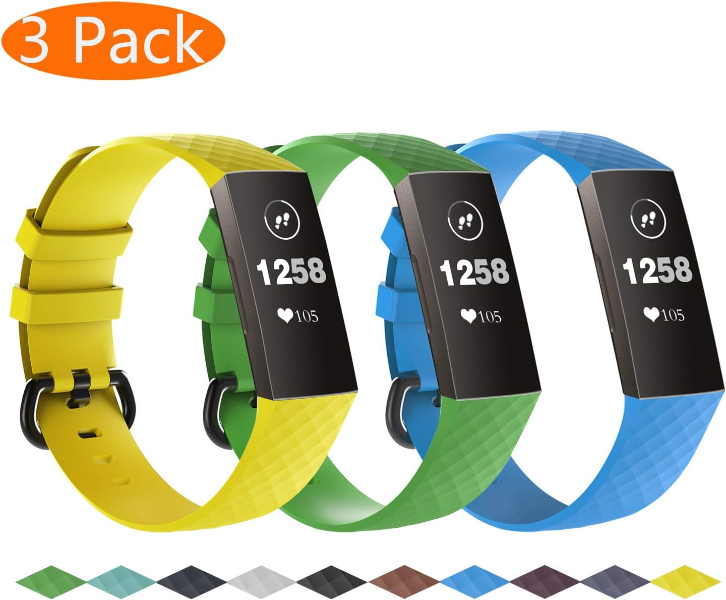 KingAcc Waterproof Charge 4 Bands - Soft and Lightweight Silicone Charge 4/ Charge 3/Charge 3 SE Bands for Women Men, Original Charge Bands Design Large Small Sizes(No Tracker Included)