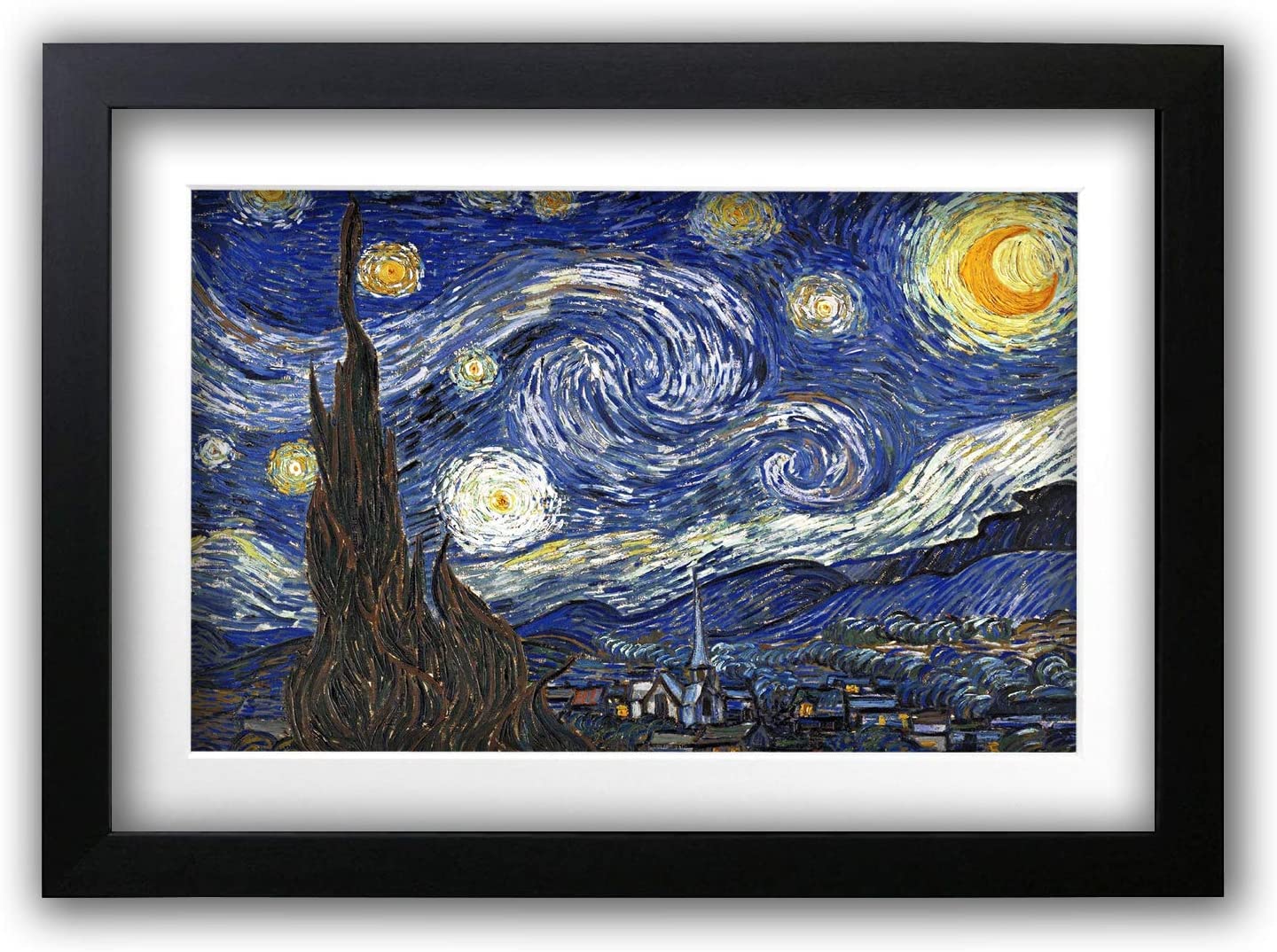 HWC Trading A3 FR Starry Night by Vincent van Gogh this Famous Gallery Artwork Painting Makes an Excellent Gift or Decorative Piece for any Home - A3 Framed