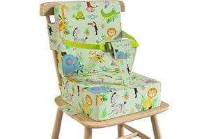 Vahlbeste Booster Seat for Kitchen Chair with Backrest & 4 Adjustable Straps, Portable TPU Waterproof & Anti-Scratch Toddler Booster Seat for Dining Table, Removable & Non-Slip Booster SEat for Table