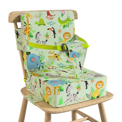 Vahlbeste Booster Seat for Kitchen Chair with Backrest & 4 Adjustable Straps, Portable TPU Waterproof & Anti-Scratch Toddler Booster Seat for Dining Table, Removable & Non-Slip
