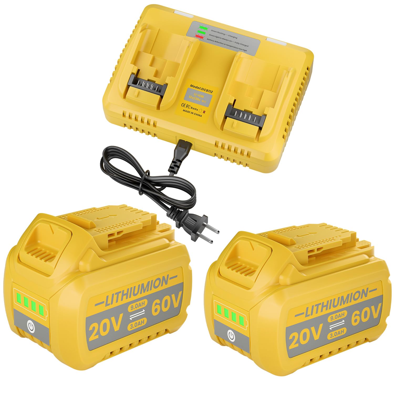Photo 1 of POWTREE 9.0Ah Replacement for Dewalt 20V/60V DCB609 Battery Compatible for Dewalt 20V Flex Volt Battery DCB609 DCB606 DCB612 Cordless Tools-Compatible with All 20V/60V max Battery Chargers