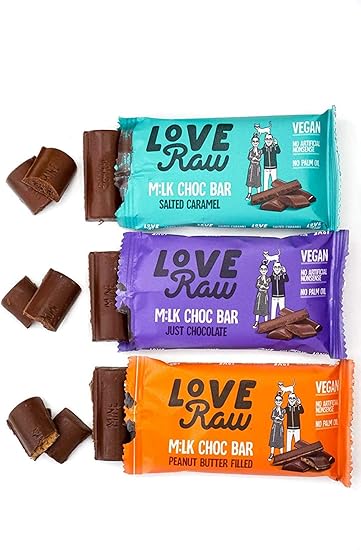 Loveraw Vegan Milk Chocolate Bars Mixed Flavours Full Case Of 18 Bars 30g Per Bar Vegan Friendly Palm Oil Free Nothing Artificial Natural Ingredients Mixed Flavours Amazon Co Uk Grocery