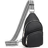 CLUCI Small Sling Bag for Women, Vegan Leather Fanny Pack Crossbody Bags for Women, Chest Bag With Guitar Strap