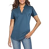 CEASIKERY Women's 3/4 Sleeve V Neck Tops Casual Tunic Blouse Loose Shirt