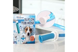 Rinseroo Bathtub Faucet Sprayer Attachment. Slip-On Dog Shower Hose Adapter. No-Install Pet Showerhead Attaches to Tub Spout 5 Foot Hose