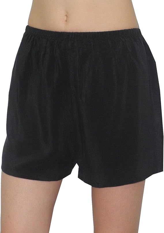 Womens 100 Silk Boxer Shorts / Pajama Lounge Shorts M Black