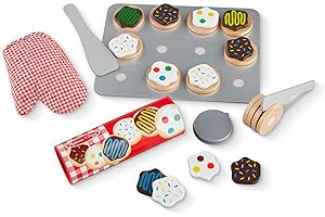 Melissa & Doug Slice and Bake Cookies Wooden Play Food Set with Toppings Pretend Cookies and Baking Sheet, Wooden Play Food Set, Toy Baking for Kids Ages 3+