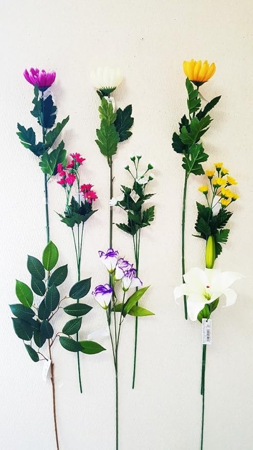 Amazon 造花仏花 どれでも1本 98 お好きなアイテムをお選び下さい 仏花 盆花 菊 下段中央 トルコキキョウ 造花 オンライン通販