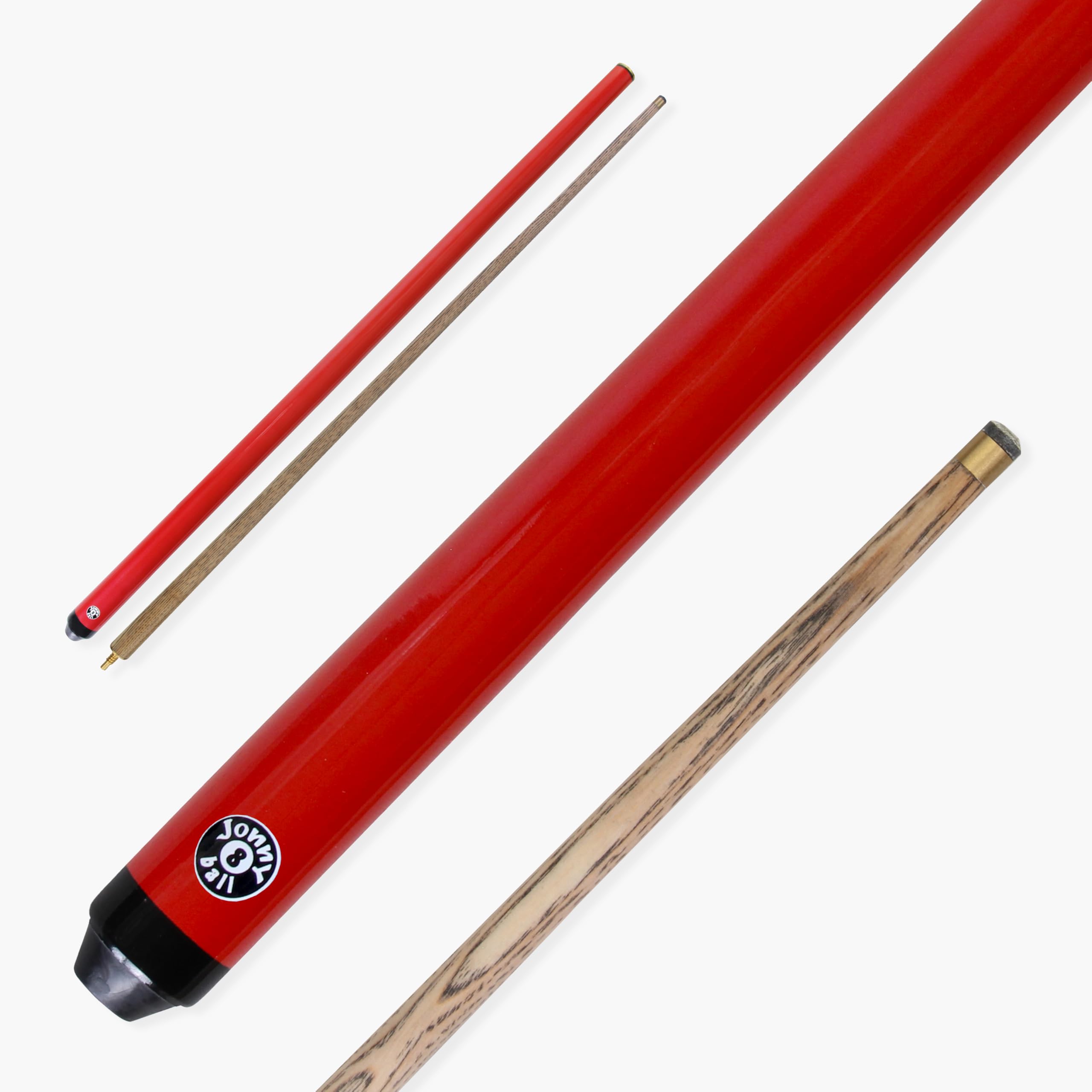 Jonny 8 Ball JET 57 Inch 2 Piece Centre Joint Ash Snooker Pool Cue - 10mm Tip (Red)