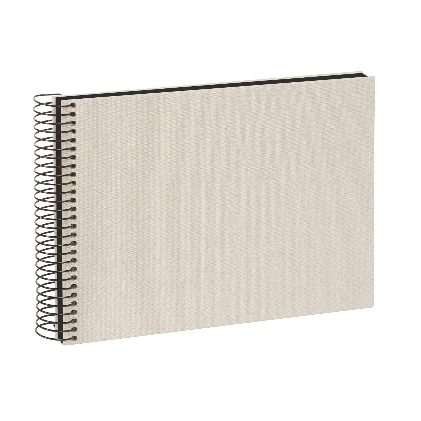 goldbuch Bella Vista Spiral Album, Linen Spiral Bound, Photo Album with 40 Black Pages, Photo Book for Gluing, Photo Album, Sand Grey, Approx. 24 x 17 x 2.8 cm