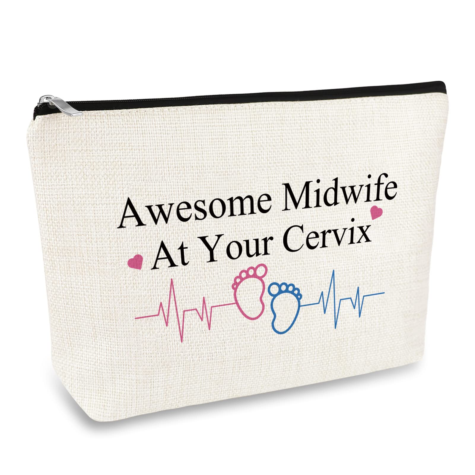 Midwife Gift Makeup Bag for Women Doula Gifts Midwife Thank You Appreciation Gift Cosmetic Bag Obstetrician OB-GYN OB Doctor Labor and Delivery Nurse Gifts Make Up Pouch Travel Toiletry Bags
