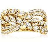 Ross-Simons 1.00 ct. t.w. Diamond Leaf Crossover Ring in 14kt Yellow Gold