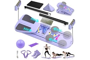 ORWIPO Pilates Board, Foldable Pilates Reformer Set for Home Workout with Timer, Multifunctional Portable Reformer Pilates Machine at Home Pilates Equipment