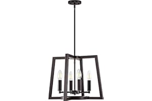 DOLAIMY HOUSE Rustic Metal Lantern Cage Farmhouse Kitchen Island Pendant Light Fixture,Modern Industrial Oil Rubbed Bronze Finish for Dining Room Bedroom Foyer Entry Porch Over Sink (E12 Base, 4 Light 1 Pack)