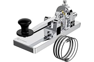 PUTIKEEG CW Telegraph Key - Heavy Duty Stainless Steel Classical Morse Code Key, Shortwave Radio Ham Send Telegram Practice Oscillator Straight Key (Silver)