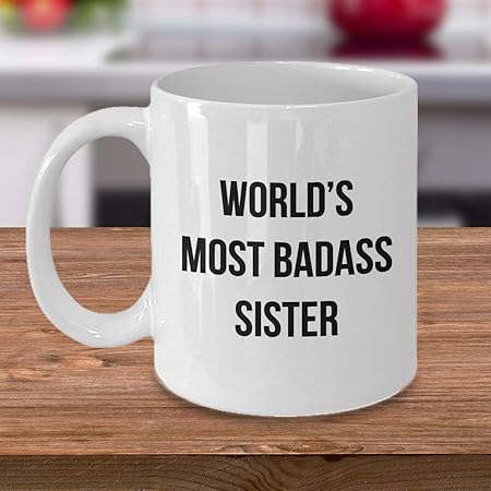 Regali Di Natale Per Sorella.Alicert5ii Tazza Da Caffe Sorella Badis Piu Cattivo Del Mondo Regali Di Giorno Di San Valentino Di Natale Per Sorella Minore Sis Fratello Divertente Personalizzato Nome Personalizzato Tazze Amazon It Casa E Cucina