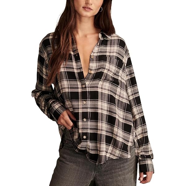 (取寄) ラッキーブランド レディース ギャザード ポプリン トップ Lucky Brand women Gathered Poplin Top Black Multi Lucky Brand Women's Gathered Poplin Top, Black Multi at