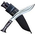 Gurkha Authentic Multi Stripe 3 Chira Hand-Hammered/Forged Historical Kukri Knife 10" Blade Carbon Steel Khukuri with Leather Sheath & 2 Small Knives - Handmade in Nepal
